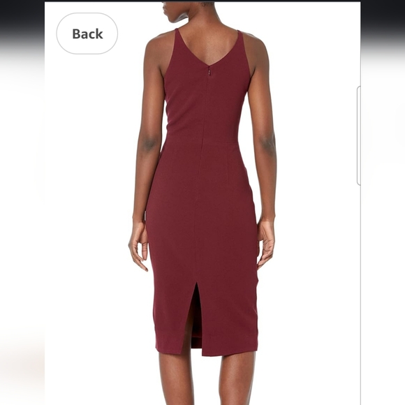 Dress the Population Women's Lyla Plunging Sleeveless Fitted Midi Sheath Dress - Picture 2 of 7